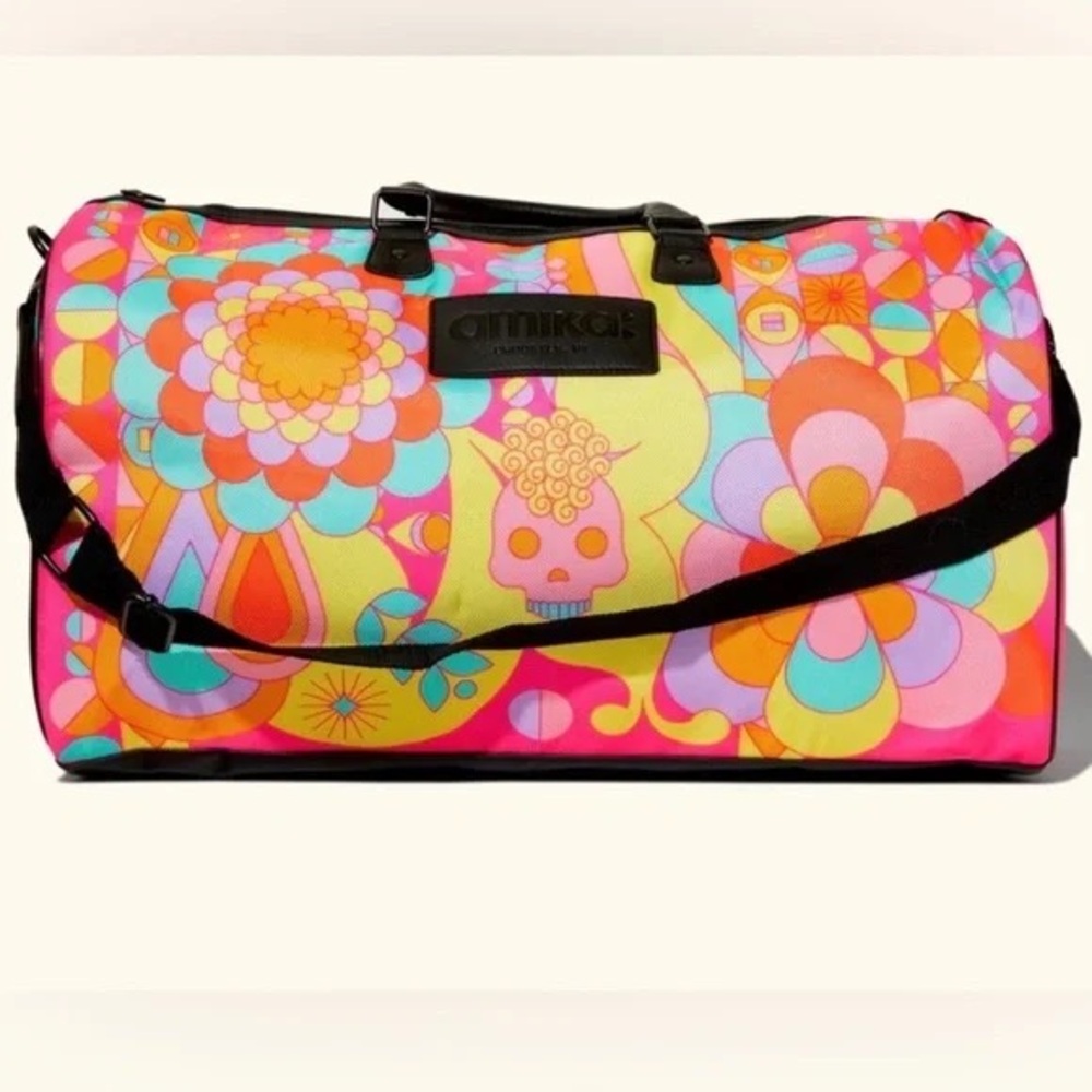 Amika Pink and Orange Travel Bags with Retro Design